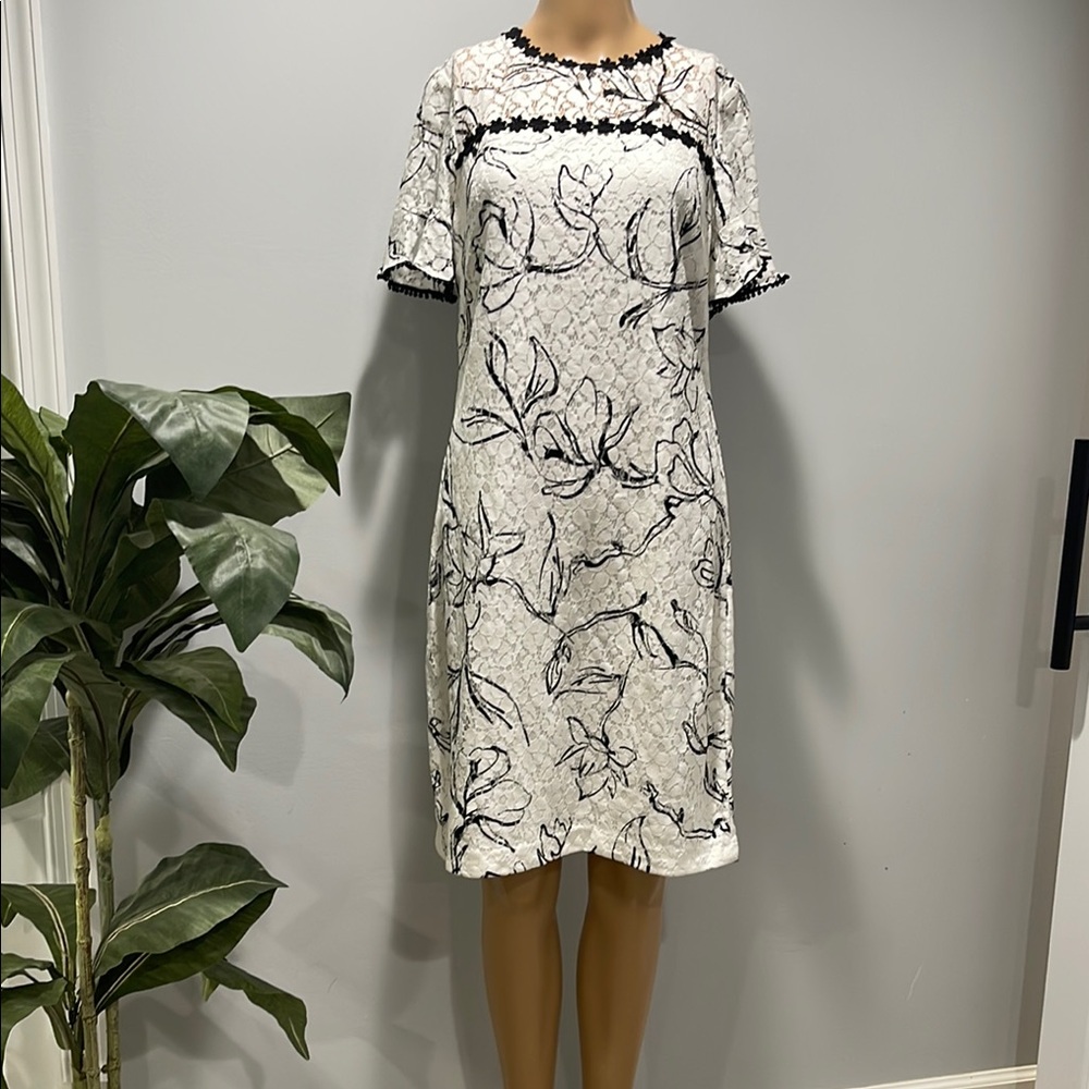 Elegant Black and White Floral Dress